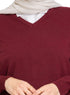 Brick Red V-Neck Knit Pullover